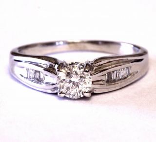 14k white gold.  54ct I2 H round diamond vintage engagement ring 3.  5g antique 3