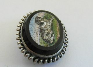 Gorgeous Antique Micro Mosaic Spaniel Dog Brooch Pin - Grand Tour 3