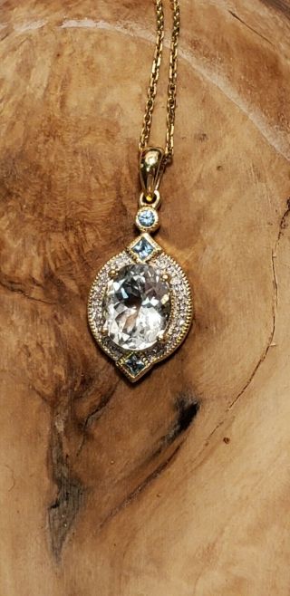 Vintage Passion Talisman Aquamarine 14k Yellow Gold Necklace Witch Created