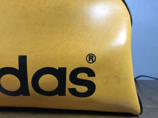 Vintage 1970s Adidas Yellow Leatherette Duffle/Gym Bag 3