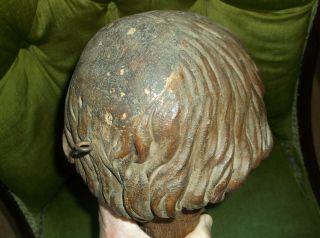 VERY RARE ANTIQUE 18TH CENTURY HAND CARVED LIFE SIZED ECCLESIASTICAL SAINTS HEAD 8