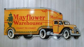Mayflower Trucks 35 X 15 Inches Vintage Enamel Sign