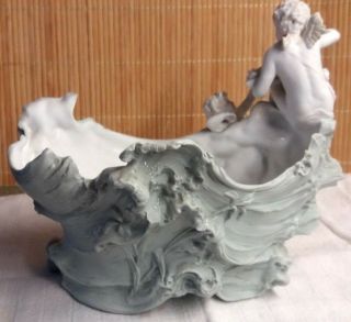 Vintage Bisque Cherub Planter Candy Dish Vase 8387 4