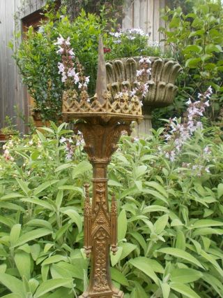 Antique French Bronze Gothic Style Church Candlestick/Candelabra RARE 6