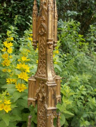 Antique French Bronze Gothic Style Church Candlestick/Candelabra RARE 9