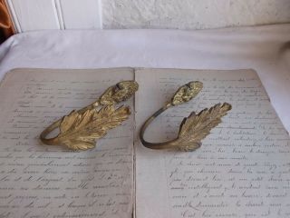 French Antique 19th Century Bronze Curtain Tiebacks A Pair Patina
