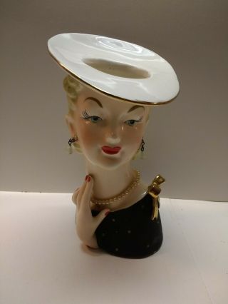 Vintage Napco Lady Head Vase C2637c Large 7 "