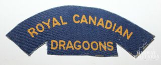 Ww2 Royal Canadian Dragoons Canvas Cloth Shoulder Flash (17508)