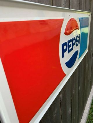 Vintage Large 11.  5 " X 31 " Embossed / Stamped Pepsi Metal Tin Sign