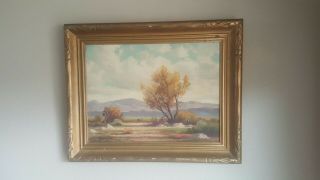 John A Conner California Cottonwoods Landscape Oil Painting Frame Signed Vintage
