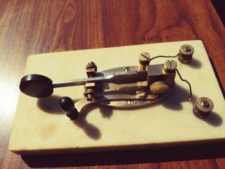 Antique Brass J.  H.  BUNNELL Co.  NY Telegraph Key Morse Code 2