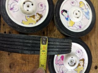 Vintage Disney princess coaster wagon wheels plastic rubber toy kids white 4