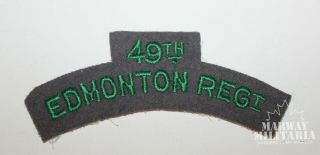 Ww2,  49th Edmonton Regiment Cloth Shoulder Flash (17498)