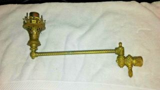Vintage Victorian Brass Gas Wall Sconce Fixture And Valve
