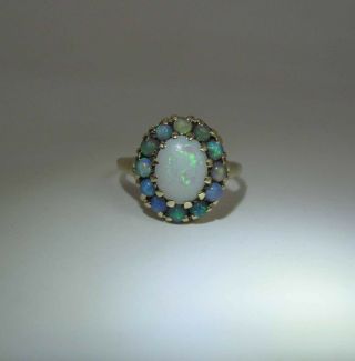 Antique Victorian 14k Gold Opal Cluster / Halo Ring
