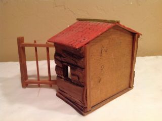 Vintage Wooden Toy Chicken Hen In Cage/Nest Made In Japan 5