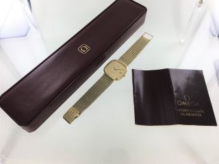 Vintage Omega Seamaster Quartz Solid 9k Gold With Box/papers