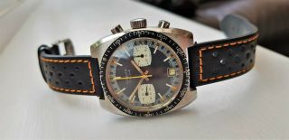 Hosam Exotic Racing Panda Dial Vintage Divers Chronograph Watch,  Valjoux 7734