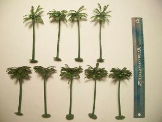 9 Marx Green Coconut Palm Trees 5 Inch Ho 1/72 1/32 54mm 60mm Plastic Playset