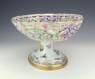 Antique Meissen - Helena Wolfsohn Porcelain - Pierced & Hand Painted Comport 3