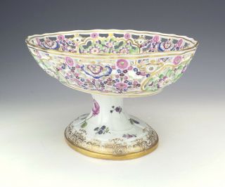 Antique Meissen - Helena Wolfsohn Porcelain - Pierced & Hand Painted Comport 5