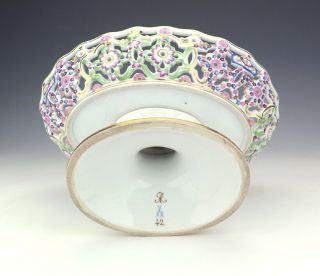 Antique Meissen - Helena Wolfsohn Porcelain - Pierced & Hand Painted Comport 6