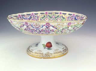Antique Meissen Helena Wolfsohn Porcelain - Pierced & Hand Painted Comport