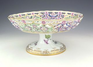 Antique Meissen Helena Wolfsohn Porcelain - Pierced & Hand Painted Comport 4