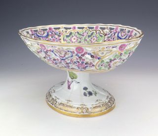 Antique Meissen Helena Wolfsohn Porcelain - Pierced & Hand Painted Comport 5