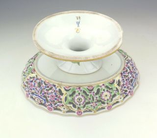 Antique Meissen Helena Wolfsohn Porcelain - Pierced & Hand Painted Comport 6