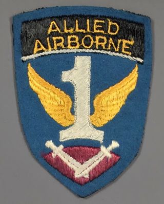 Wwii Army 1st Allied Airborne Felt Patch Cut Edges No Glow English Made