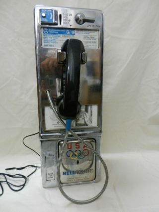 Vintage Coin Payphone Rare Chrome Color With Coin Box,  Wired For Residential Use