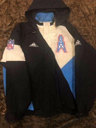 Vintage Houston Oilers Starter Size Medium Insulated Zip Up Jacket Black.