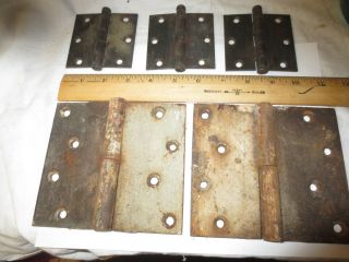 Rare 200 Year Old Big Door Hings 5 " X 5 1/2 " Antique Forged,  3 Small Removable
