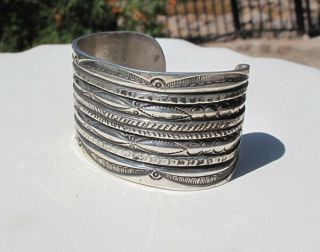 Vintage Harvey Era Trading Post - Lg & Heavy - Wide Stamped Sterling Cuff Bracelet