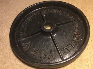 One 45 Lbs.  Vintage Deep Dish York/made In Usa/olympic Weight Plates