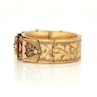Antique Vintage Art Nouveau 14k Gold Filled GF Taille d ' Epargne Wedding Bracelet 5