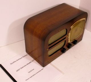 Old Antique Wood Detrola Vintage Tube Radio - Restored & 4