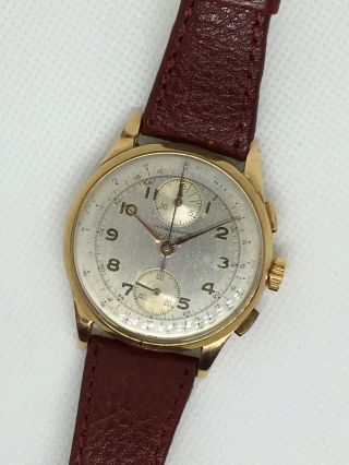 Vintage 18k Gold Chronographe Suisse Column Wheel Chronograph Watch Venus 170