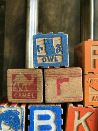 Vintage Collector ' s Wooden ABC Baby Blocks Stackable 1940 ' s 6