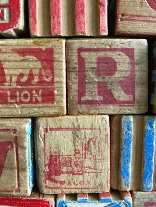 Vintage Collector ' s Wooden ABC Baby Blocks Stackable 1940 ' s 7