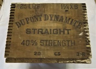 Antique Dupont High Explosive Dovetail Joint Dynamite Wood Box Crate