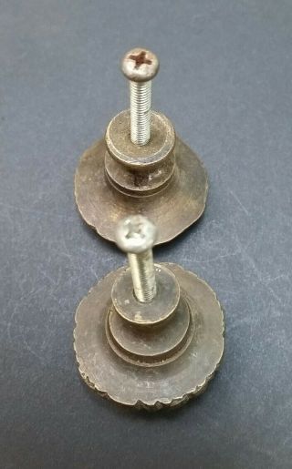 2 Antique Vintage French Provincial Brass Floral Knobs Pulls Handles Z26 3