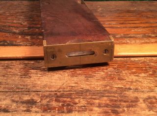 Antique.  INCLINOMETER LEVEL Brass and Wood Antique.  1873. 5
