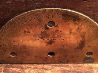 Antique.  INCLINOMETER LEVEL Brass and Wood Antique.  1873. 9