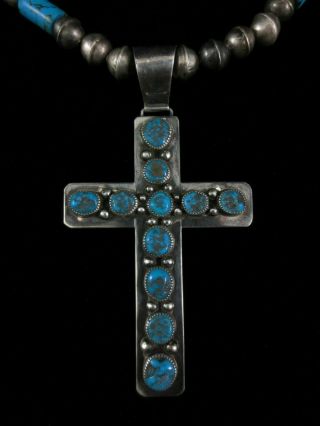 Vintage Navajo Cross Necklace - Sterling Silver and Turquoise 2