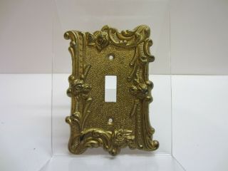 Vtg Ornate Mid Century Gold Tone Metal Light Switch Cover Plate Single Edmar