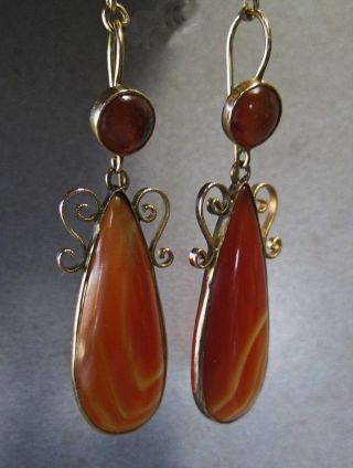 Antique 9k Filigreee Carnelian Dangle Earrings: A Very Worthy Valentine Idea