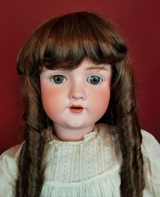 Antique German Bisque Head Grand Doll Walkure Kley Hahn 17 Marked Body 32.  5 "