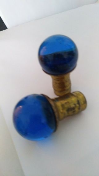 9 0 Vintage Cobalt Blue Glass Lamp Ball Finial Made To Screw On 1/8 Pipe 1 1/4